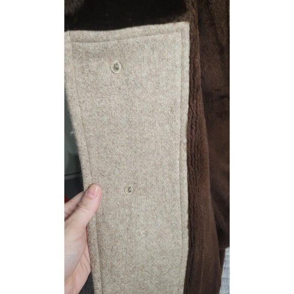 Vintage Botany 500 Men’s 40 Long Wool Coat Camel Tan Faux Fur Lined Overcoat - Picture 5 of 12